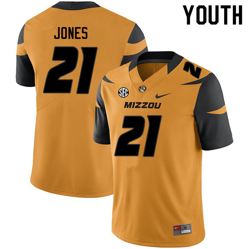 Youth #21 Tyler Jones Missouri Tigers College Football Jerseys Sale-Yellow - Click Image to Close